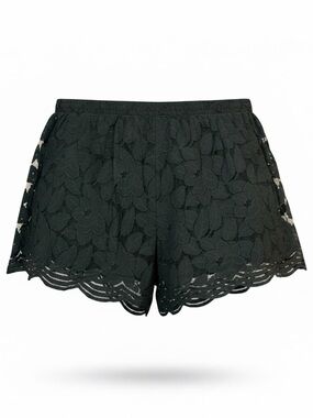 Torrid 2X Black Floral Lace Scallop Stretchy Hem Shorts /w Undershorts Plus Size